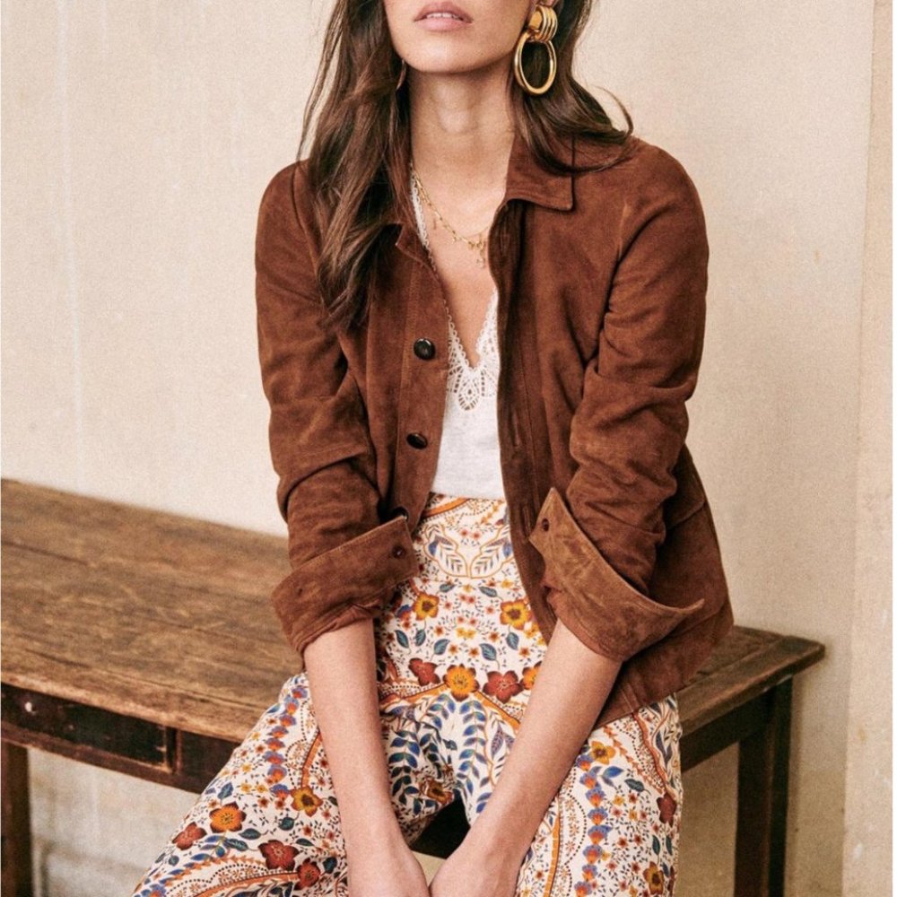 Sezane Nila jacket, camel suede